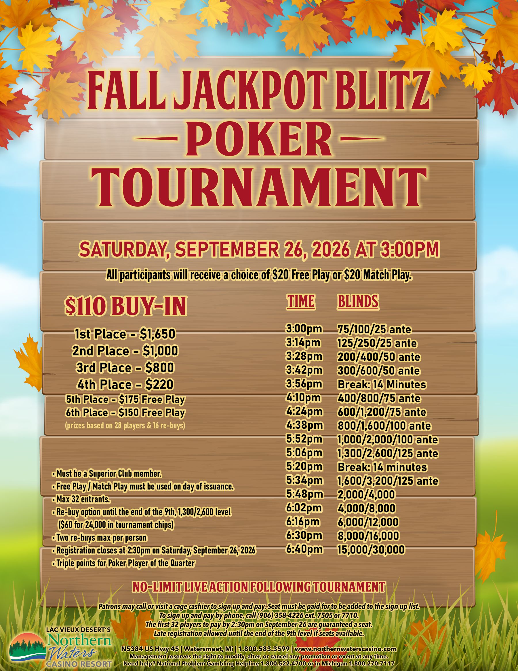 Sept. Fall Poker Tournament 
